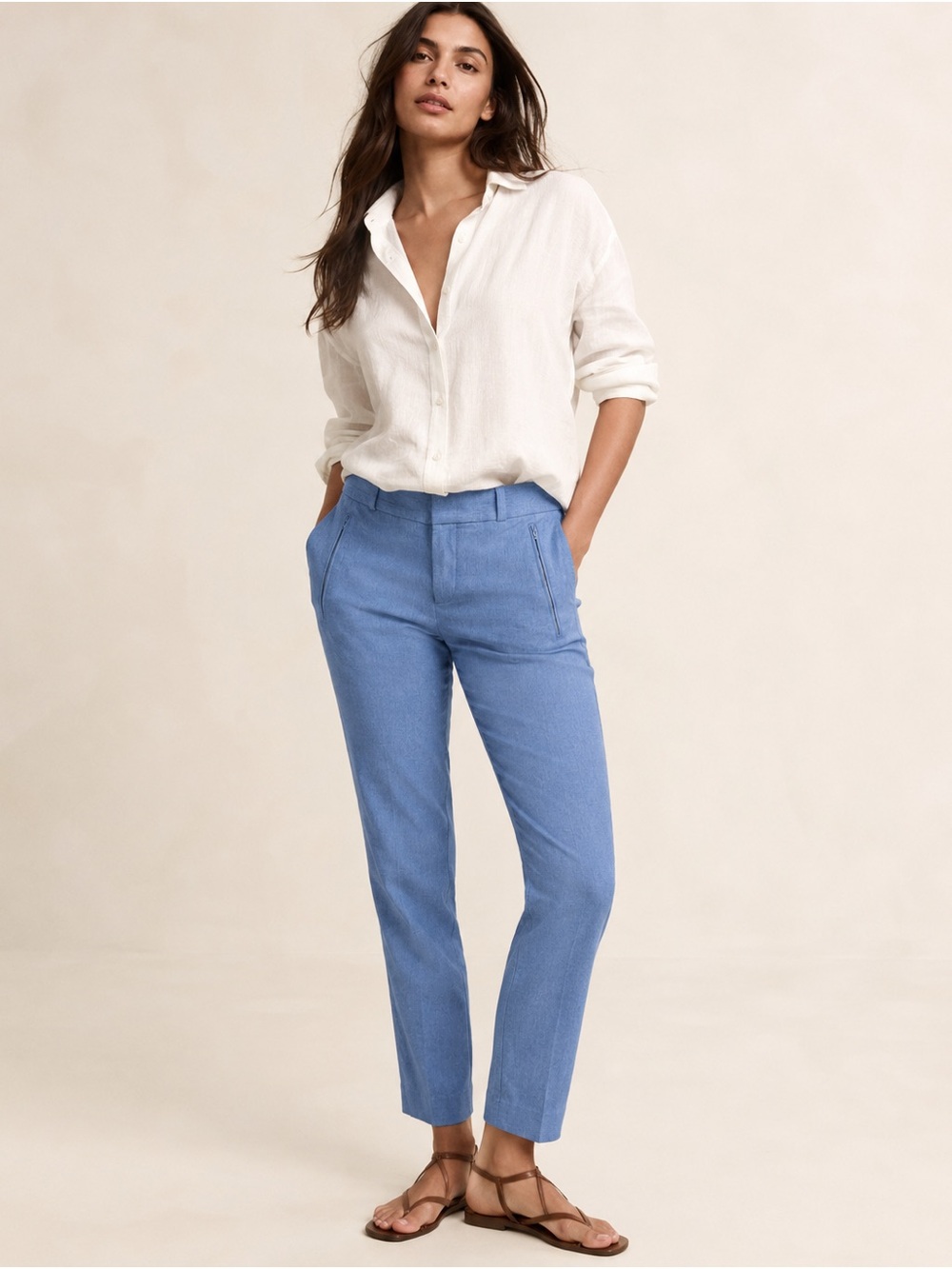 Banana Republic Sloan Petite 6 Cropped Ankle Pants – Light Blue
